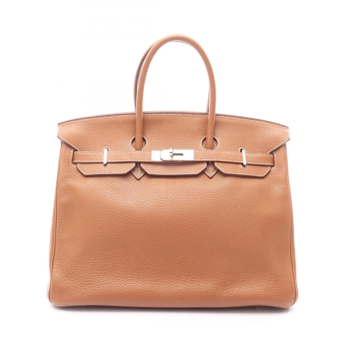 HERMES BIRKIN 35 GOLD HANDBAG CLEMENCE LEATHER: HERMES Birkin 35 Gold Handbag Clemence leather Brand: HERMES Type/Style: Handbag Material: Taurillon Clemence ? leather Color: Gold / Brown?ish colors Size: (H:11.0inch x W:13.8inch x D:7.1inch) A