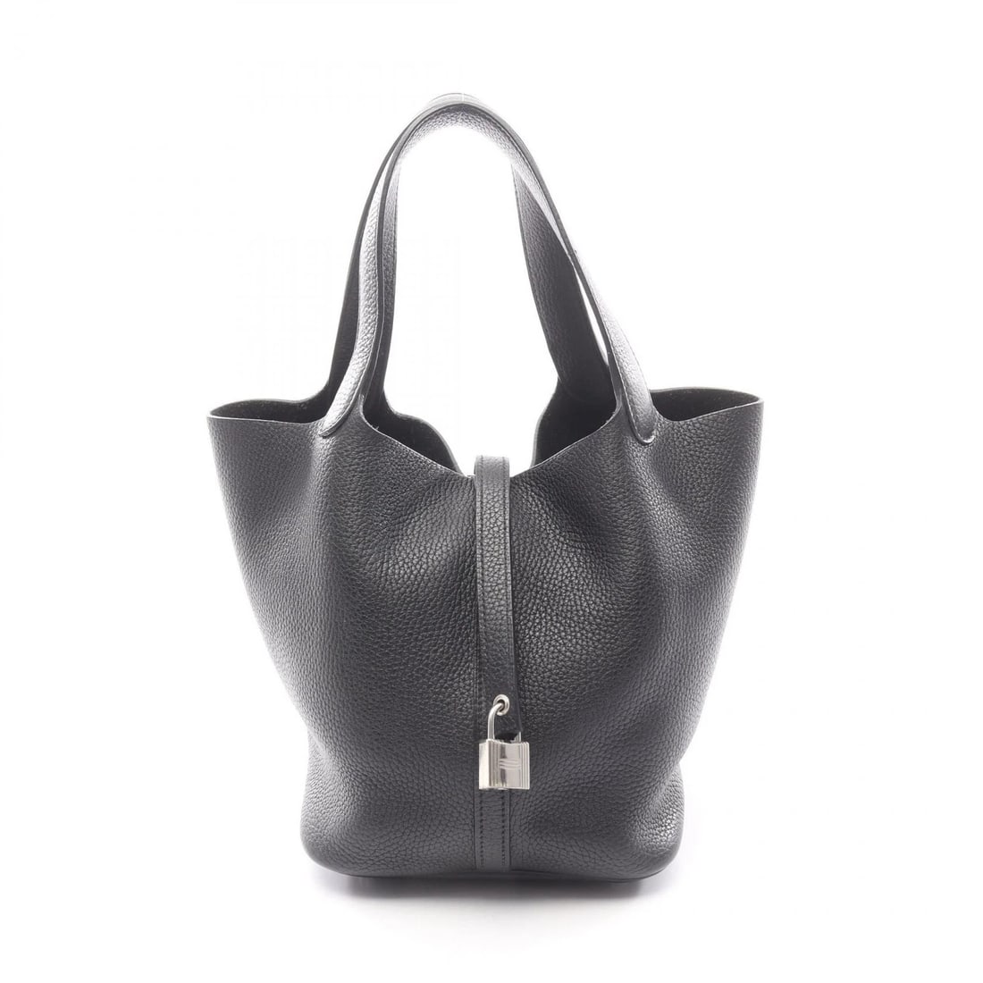 HERMES PICOTIN LOCK MM TOTE BUCKET HANDBAG CLEMENCE LEATHER: HERMES Picotin Lock MM Tote Bucket Handbag Clemence leather Brand: HERMES Type/Style: Handbag Material: Taurillon Clemence ? leather ? Taurillon Clemence Color: Black?ish colors Size: (H:8.3inch x W:8