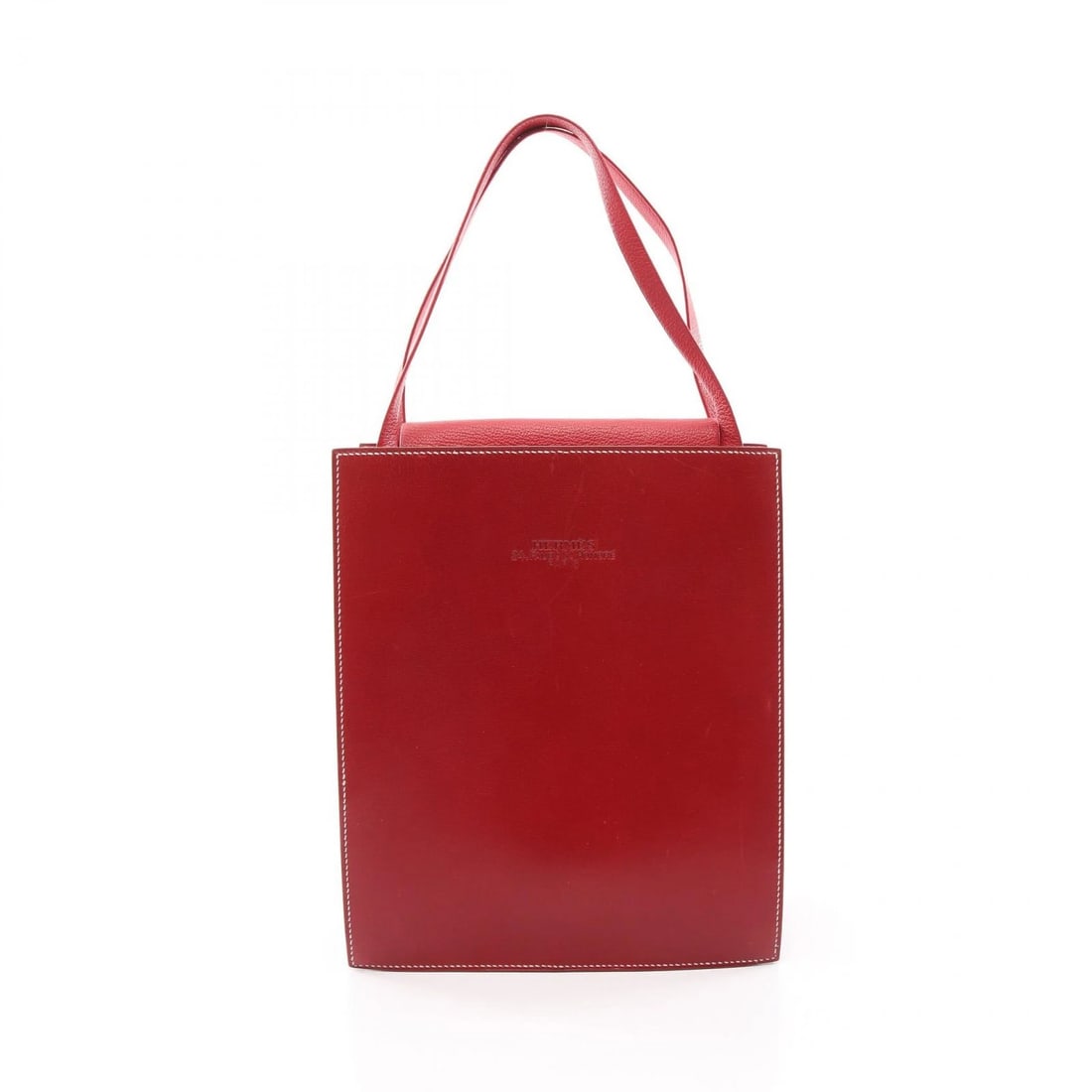 HERMES LUCY MM TOTE HANDBAG BOX CALF CHEVRE LEATHER: HERMES Lucy MM Tote Handbag Box calf Chevre leather Brand: HERMES Type/Style: Handbag Material: Box calf leather ? Calfskin (cowhide) ? Chevre Color: Rouge vif / Red?ish colors Size: (H:10.0inch x W:8