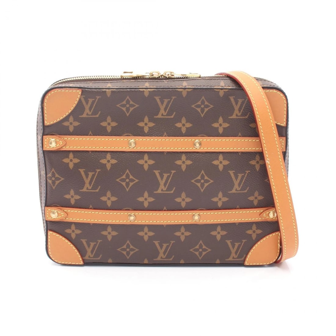 LOUIS VUITTON SOFT TRUNK MESSENGER PM CROSSBODY SHOULDER BAG: LOUIS VUITTON Soft Trunk Messenger PM Crossbody Shoulder Bag Brand: LOUIS VUITTON Type/Style: Shoulder Bag Material: Monogram ? PVC coated canvas ? leather Color: Brown?ish colors Size: (H:7.9inch x W