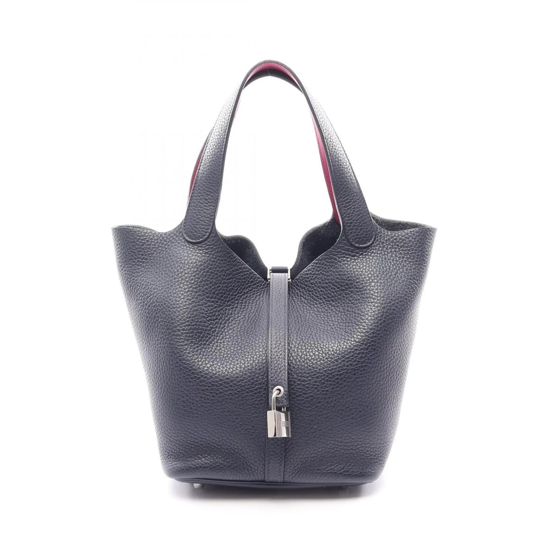 HERMES PICOTIN LOCK MM TOTE HANDBAG CLEMENCE LEATHER: HERMES Picotin Lock MM Tote Handbag Clemence leather Brand: HERMES Type/Style: Handbag Material: Taurillon Clemence ? leather ? Taurillon Clemence Color: Blue nuit / Navy?ish colors ? Pink?ish colors 