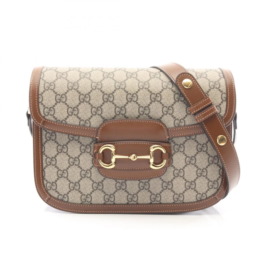 GUCCI HORSEBIT SHOULDER BAG CANVAS LEATHER BEIGE BROWN: GUCCI Horsebit Shoulder Bag canvas leather Beige Brown Brand: GUCCI Type/Style: Shoulder Bag Material: PVC coated canvas ? leather Color: Beige?ish colors ? Brown?ish colors Size: (H:7.3inch x W:9.8in