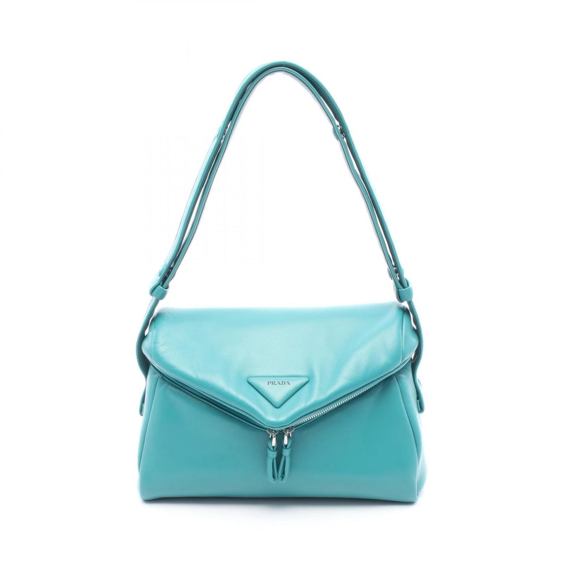 PRADA SIGNAUX SHOULDER BAG PADDED NAPPA LEATHER GREEN: PRADA signaux Shoulder Bag Padded nappa leather Green Brand: PRADA Type/Style: Shoulder Bag Material: leather Color: Green?ish colors Size: (H:8.3inch x W:12.2inch x D:5.1inch) Accessories: None <