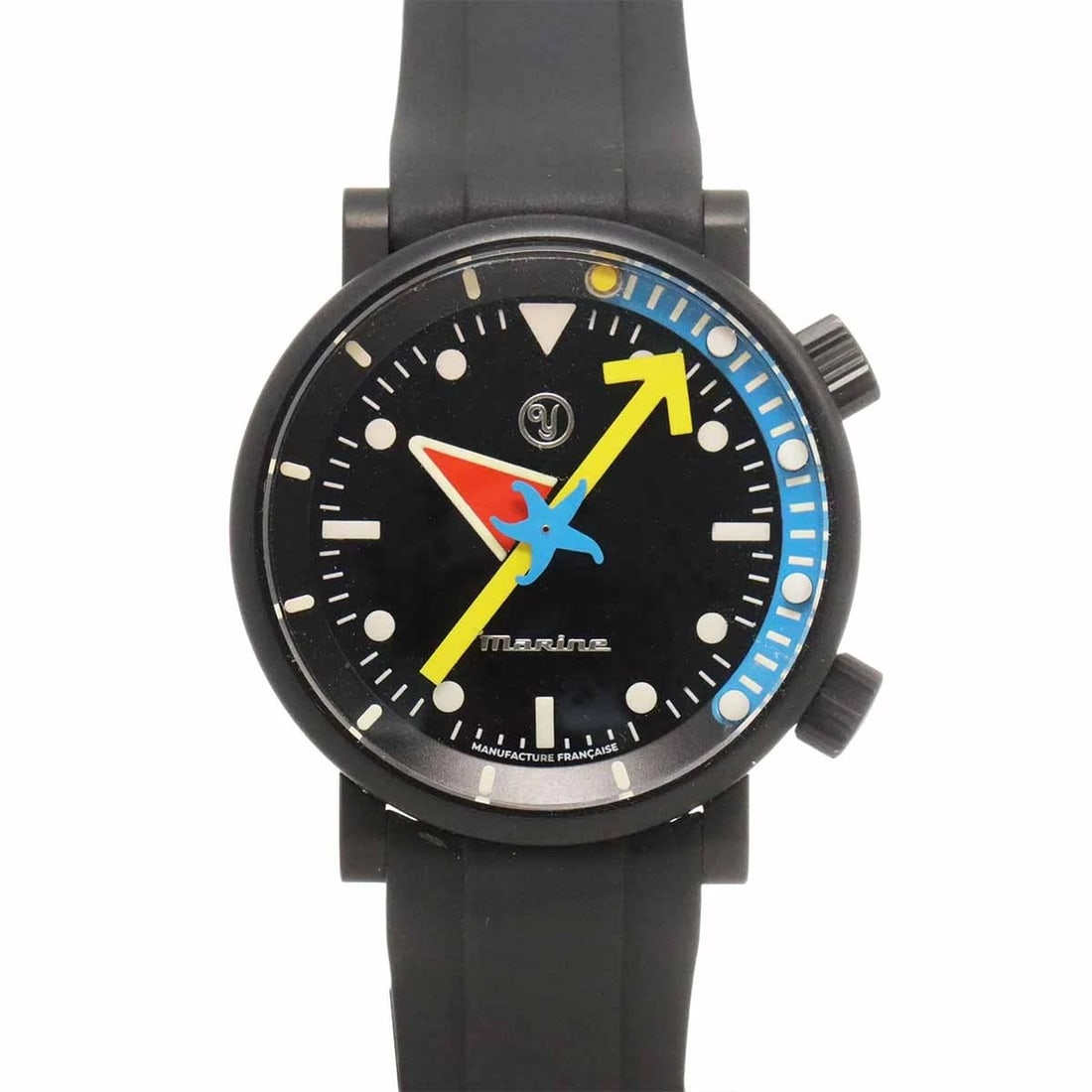 YEMA ALAIN SILBERSTEIN WATCH: YEMA Alain Silberstein Watch Brand: Yema Type/Style: Wristwatch Material: Rubber,titanium Color: Dial Color none Size: Length 44mm(included lag) Width 40mm(not included crown) Depth 14mm Accessories: