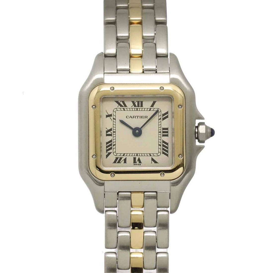CARTIER PANTHERE ROW SM QUARTZ YG WATCH: Cartier Panthere Row SM Quartz YG Watch Brand: Cartier Type/Style: Wristwatch Material: Stainless steel,750 Yellow Gold Color: Dial Color none Size: CaseSize Length 30mm(included lag) CaseSize Width
