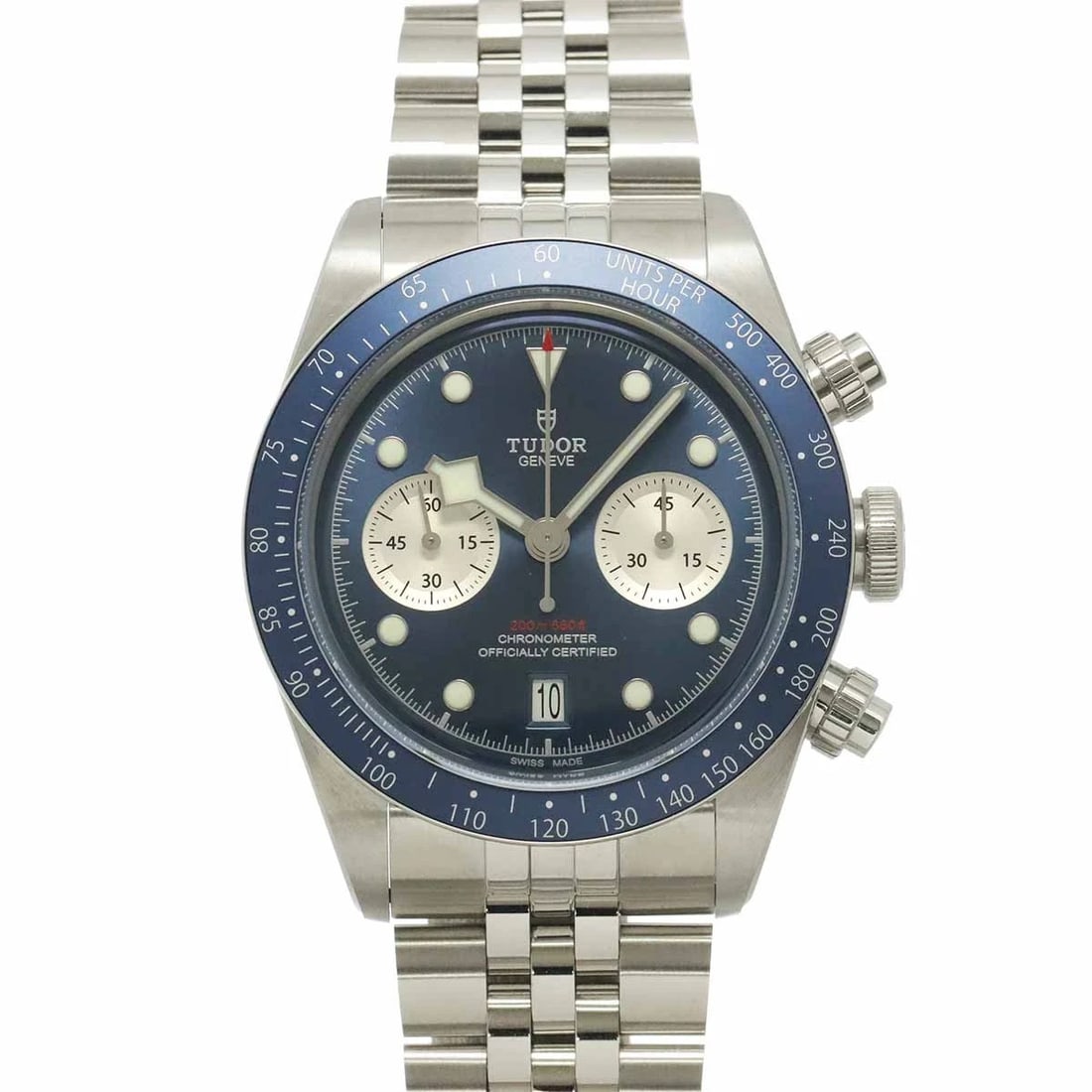 TUDOR BLACK BAY CHRONOGRAPH AUTOMATIC BLUE DIAL WATCH: TUDOR Black Bay Chronograph Automatic Blue Dial Watch Brand: TUDOR Type/Style: Wristwatch Material: Stainless steel Color: Dial Color Blue Dial Size: CaseSize Length 50mm(included lag) CaseSize Width
