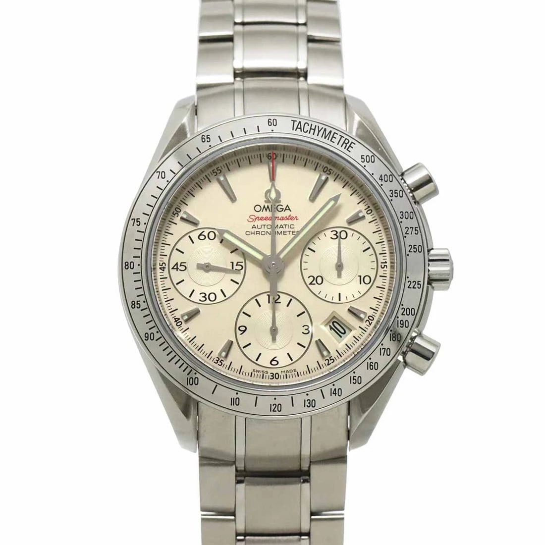 OMEGA SPEEDMASTER AUTOMATIC WATCH: OMEGA Speedmaster Automatic Watch Brand: OMEGA Type/Style: Wristwatch Material: Stainless steel Color: Dial Color none Size: CaseSize Length 46mm(included lag) CaseSize Width 40mm(not included crown)