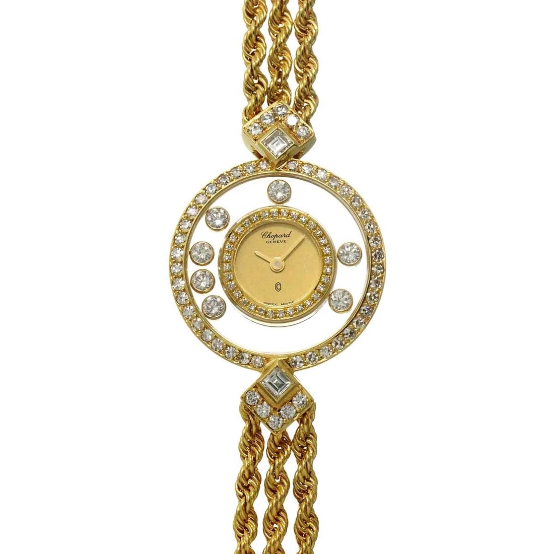 CHOPARD HAPPY DIAMOND QUARTZ 750 YELLOW GOLD WATCH: Chopard Happy Diamond Quartz 750 Yellow Gold Watch Brand: Chopard Type/Style: Wristwatch Material: 750 Yellow Gold,Diamond Color: Dial Color none Size: CaseSize Length 36mm(included lag) CaseSize
