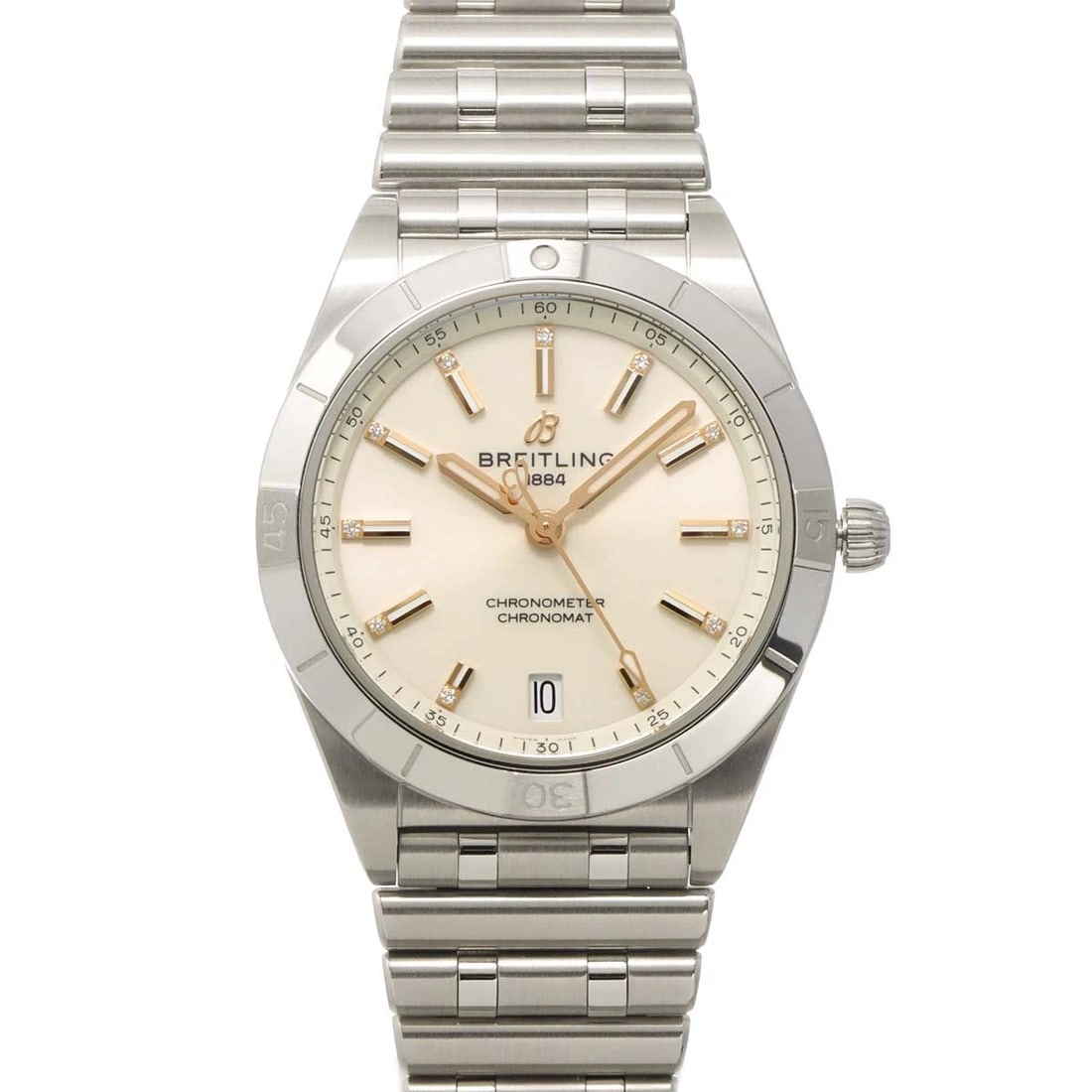 BREITLING CHRONOMAT AUTOMATIC 36 DIAMOND SILVER DIAL WATCH: BREITLING Chronomat Automatic 36 Diamond Silver Dial Watch Brand: Breitling Type/Style: Wristwatch Material: Stainless steel Color: Dial Color Silver Dial Size: CaseSize Length 43mm(included lag)