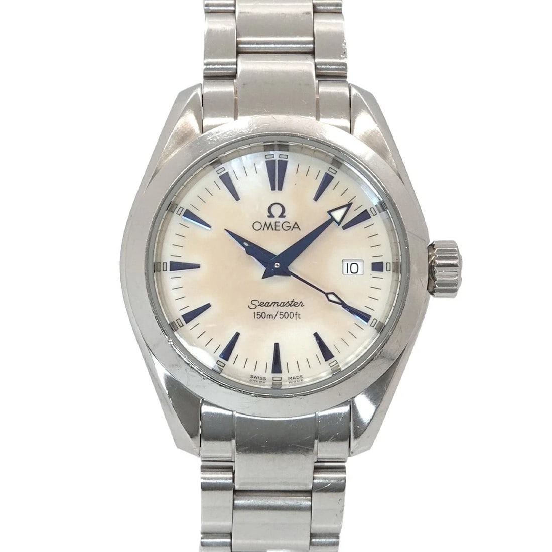 OMEGA SEAMASTER AQUA TERRA DATE WHITE SHELL DIAL WATCH: OMEGA Seamaster Aqua Terra Date White Shell Dial Watch Brand: OMEGA Type/Style: Wristwatch Material: Stainless steel Color: Dial Color White Shell Dial Size: CaseSize Length 35mm(included lag)