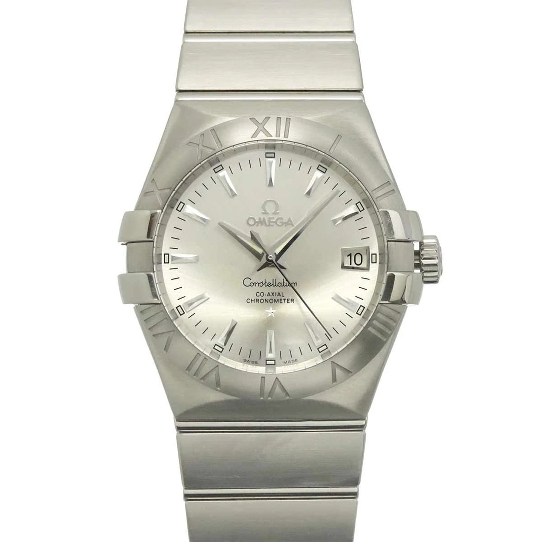OMEGA CONSTELLATION DATE SILVER DIAL WATCH: OMEGA Constellation Date Silver Dial Watch Brand: OMEGA Type/Style: Wristwatch Material: Stainless steel Color: Dial Color Silver Size: CaseSize Length 42mm(included lag) CaseSize Width 35mm(not