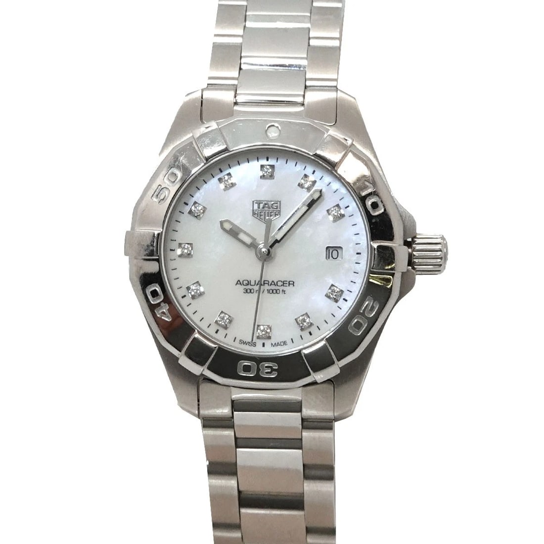 TAG HEUER AQUARACER QUARTZ 11P DIAMOND DATE WATCH: TAG Heuer Aquaracer Quartz 11P Diamond Date Watch Brand: TAG Heuer Type/Style: Wristwatch Material: Stainless steel Color: Dial Color none Size: CaseSize Length 33mm(included lag) CaseSize Width