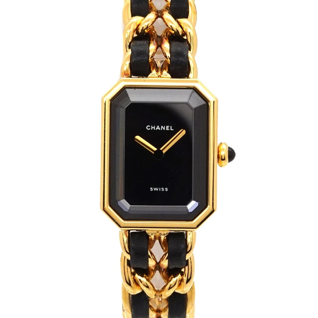 CHANEL PREMIERE SIZE M QUARTZ BLACK DIAL WATCH: CHANEL Premiere Size M Quartz Black Dial Watch Brand: CHANEL Type/Style: Wristwatch Material: Stainless steel/YGP,Leather Color: Dial Color Black Size: CaseSize Length 26mm(included lag) CaseSize