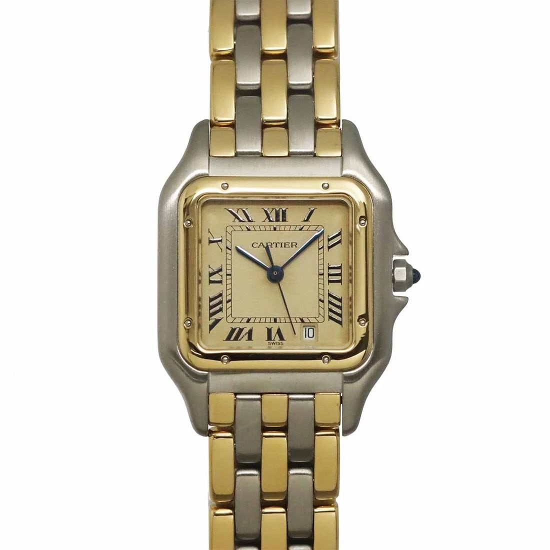 CARTIER PANTHERE MM YG QUARTZ DATE CREAM DIAL WATCH: Cartier Panthere MM YG Quartz Date Cream Dial Watch Brand: Cartier Type/Style: Wristwatch Material: Stainless steel,750 Yellow Gold Color: Dial Color Cream Size: CaseSize Length 36mm(included lag) Cas