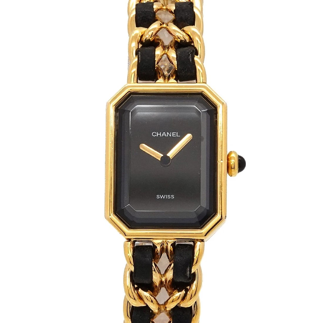 CHANEL PREMIERE SIZE M QUARTZ BLACK DIAL WATCH: CHANEL Premiere Size M Quartz Black Dial Watch Brand: CHANEL Type/Style: Wristwatch Material: Stainless steel/YGP,Leather Color: Dial Color Black Size: CaseSize Length 26mm(included lag) CaseSize Widt