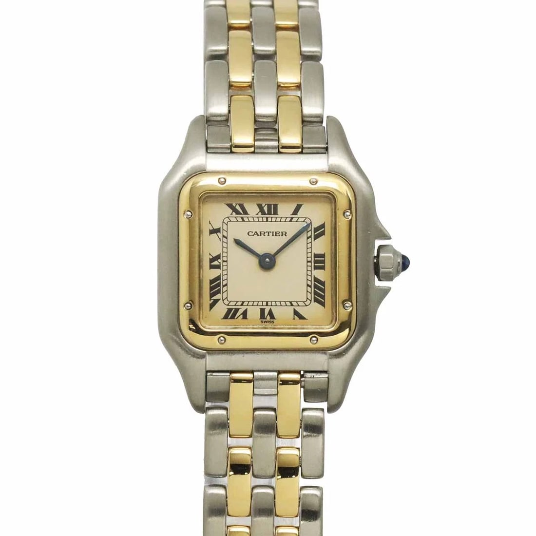 CARTIER PANTHERE TWO ROW SM QUARTZ CREAM DIAL YG WATCH: Cartier Panthere Two Row SM Quartz Cream Dial YG Watch Brand: Cartier Type/Style: Wristwatch Material: Stainless steel,Yellow Gold Color: Dial Color Cream Size: CaseSize Length 30mm(included lag) Case