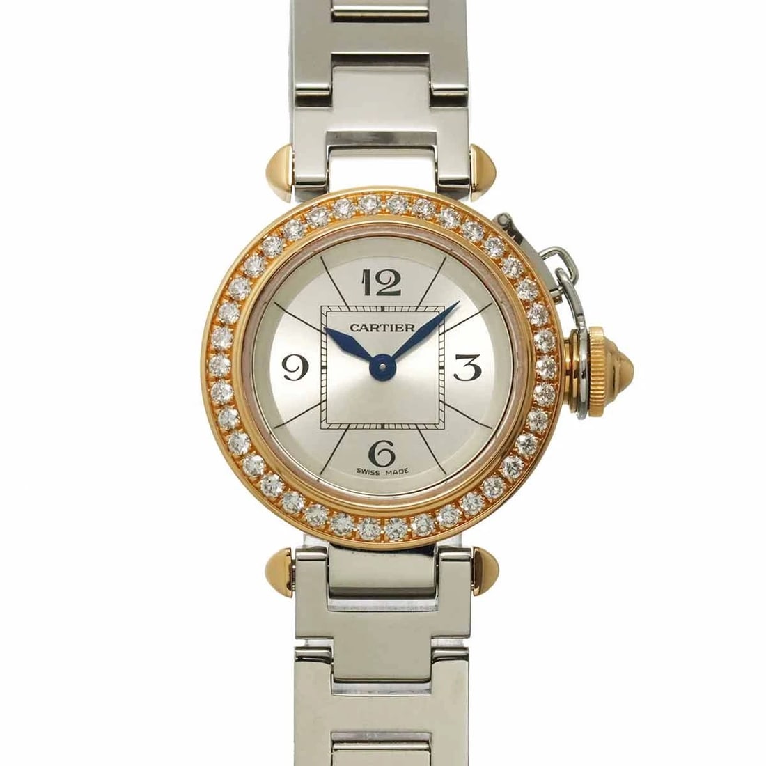 CARTIER MISS PASHA QUARTZ SILVER DIAL WRIST WATCH: Cartier Miss Pasha Quartz Silver Dial Wrist Watch Brand: Cartier Type/Style: Wristwatch Material: Stainless steel,750 Pink Gold Color: Dial Color Silver Size: CaseSize Length 33mm(included lag) CaseSi