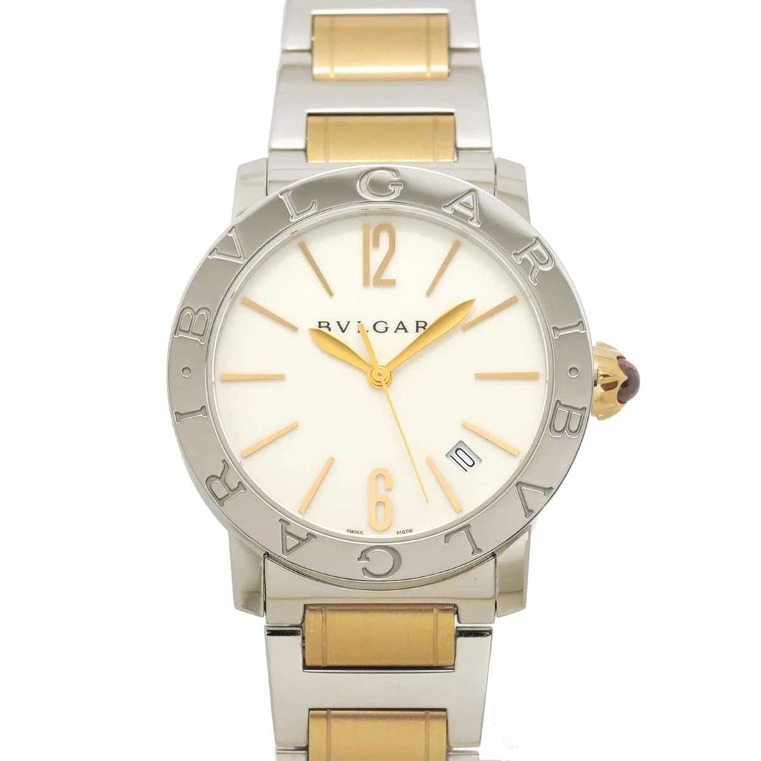 BVLGARI COMBINATION WHITE DIAL 750 PINK GOLD WATCH: BVLGARI Combination White Dial 750 Pink Gold Watch Brand: BVLGARI Type/Style: Wristwatch Material: Stainless steel,750 Pink Gold Color: Dial Color White Size: CaseSize Length 41mm(included lag) CaseSi
