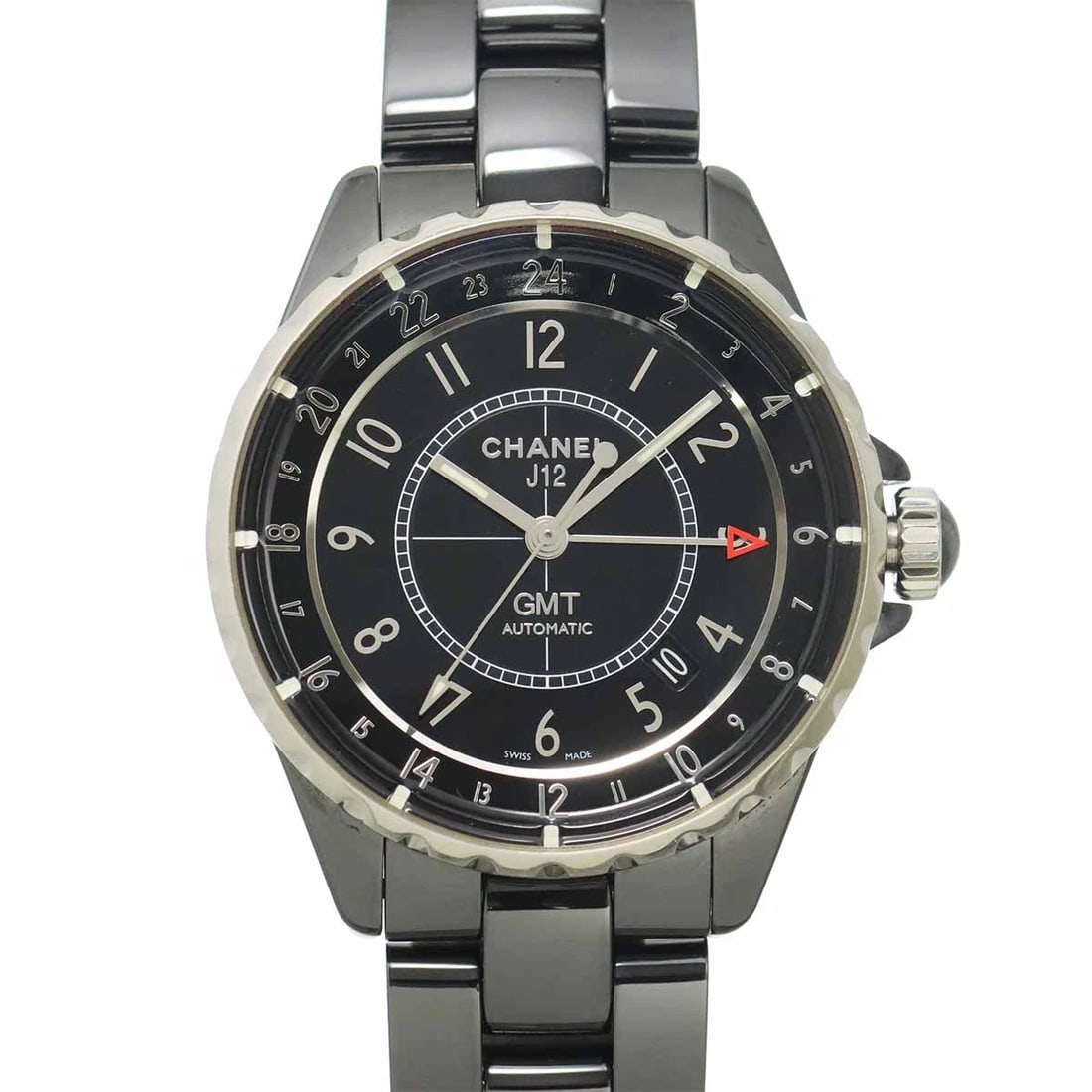 CHANEL J12 GMT AUTOMATIC BLACK CERAMIC WATCH: CHANEL J12 GMT Automatic Black Ceramic Watch Brand: CHANEL Type/Style: Wristwatch Material: Ceramic,Stainless steel Color: Dial Color Black Size: CaseSize Length 45mm(included lag) CaseSize Width