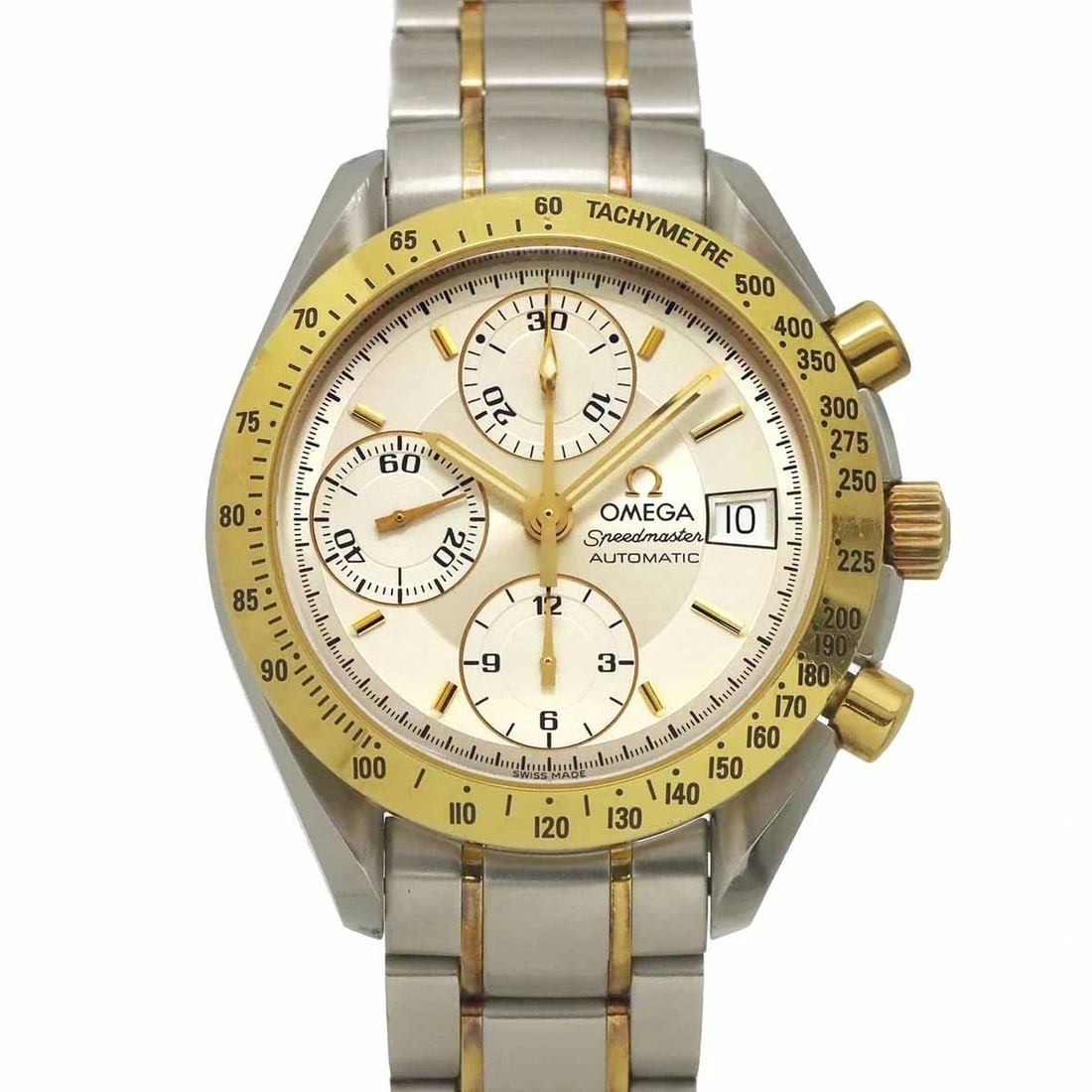 OMEGA SPEEDMASTER DATE YELLOW GOLD CHRONOGRAPH AUTOMATIC WATCH: OMEGA Speedmaster Date Yellow Gold Chronograph Automatic Watch Brand: OMEGA Type/Style: Wristwatch Material: Stainless steel,Yellow Gold Color: Dial Color none Size: CaseSize Length 45m(included lag) 