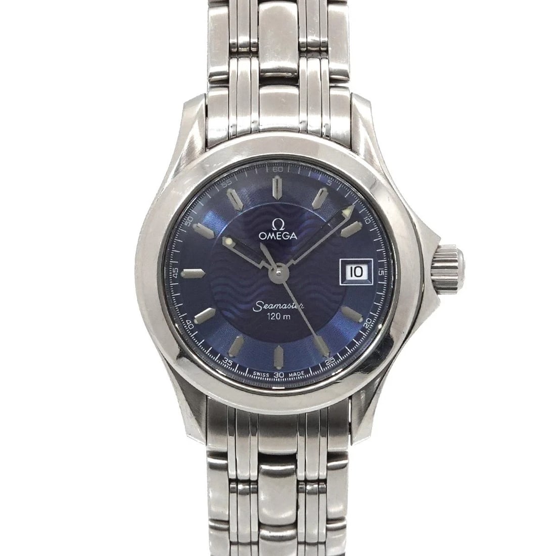 OMEGA SEAMASTER DATE QUARTZ BLUE DIAL WRIST WATCH: OMEGA Seamaster Date Quartz Blue Dial Wrist Watch Brand: OMEGA Type/Style: Wristwatch Material: Stainless steel Color: Dial Color Blue Size: CaseSize Length 32mm(included lag) CaseSize Width 26mm(not 