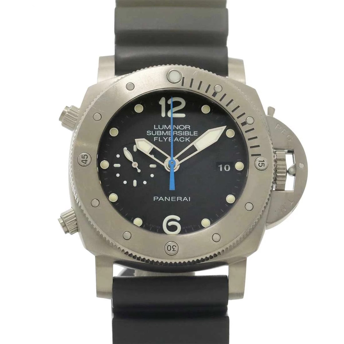 PANERAI LUMINOR SUBMERSIBLE AUTOMATIC DATE BLACK DIAL WATCH: PANERAI Luminor Submersible Automatic Date Black Dial Watch Brand: PANERAI Type/Style: Wristwatch Material: Titanium,Rubber Color: Dial Color Black Size: CaseSize Length 57mm(included lag) CaseSize