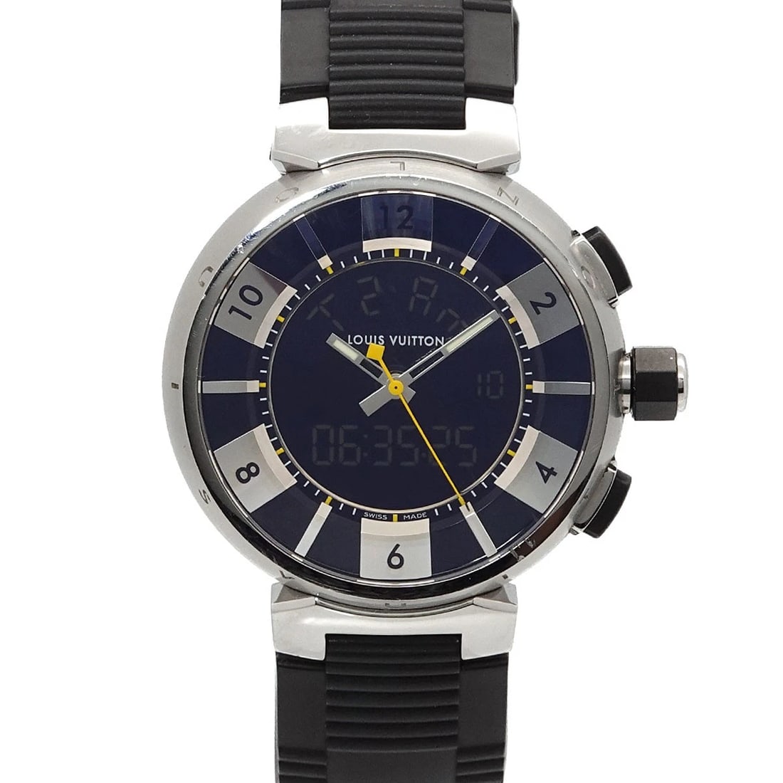 LOUIS VUITTON TAMBOUR BLACK QUARTZ ANALOG DIGITAL WATCH (1 of 2)