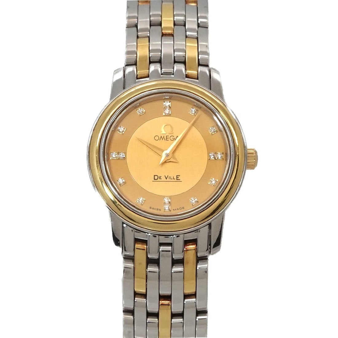 OMEGA DEVILLE YELLOW GOLD DIAMOND QUARTS WATCH: OMEGA DeVille Yellow Gold Diamond Quarts Watch Brand: OMEGA Type/Style: Wristwatch Material: Stainless steel,Yellow Gold Color: Dial Color none Size: CaseSize Length 26mm(included lag) CaseSize Width 