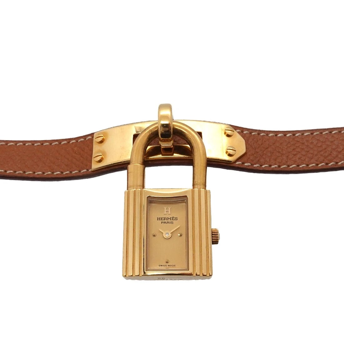 HERMES KELLY WATCHES QUARTZ GOLD DIAL CADENA WATCH: HERMES Kelly Watches Quartz Gold Dial Cadena Watch Brand: HERMES Type/Style: Wristwatch Material: Stainless steel,Leather Color: Dial Color Gold Size: CaseSize Length 38mm(included lag) CaseSize