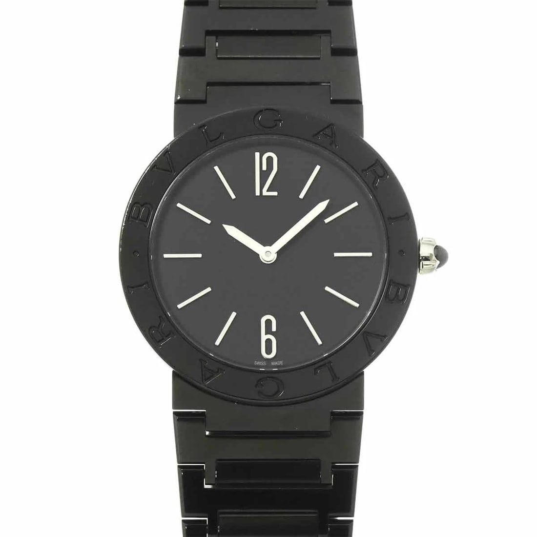 BVLGARI QUARTZ BLACK DIAL WATCH: BVLGARI Quartz Black Dial Watch Brand: BVLGARI Type/Style: Wristwatch Material: Stainless steel/DLC Color: Dial Color Black Size: CaseSize Length 38mm(included lag) CaseSize Width 33mm(not included