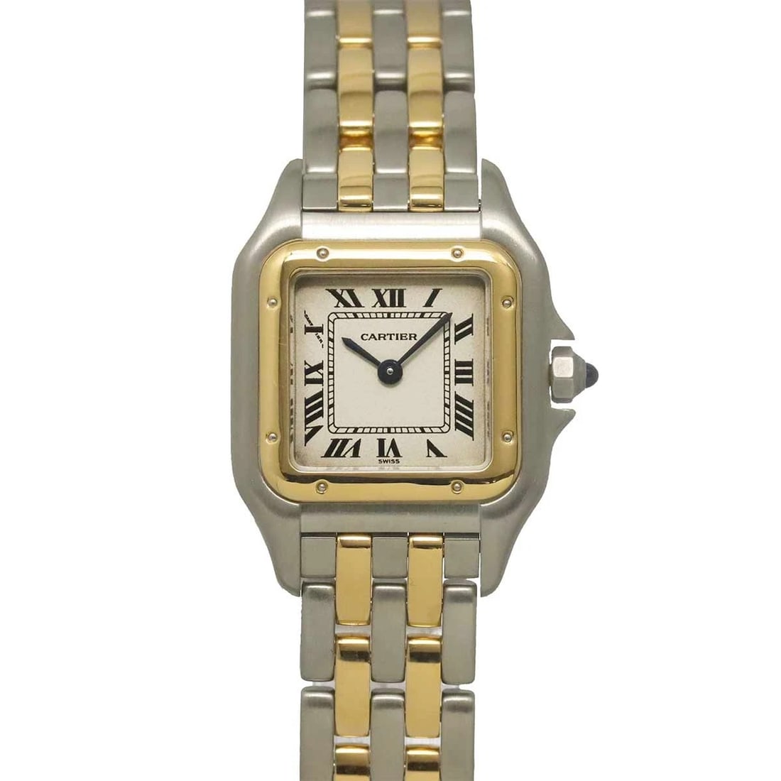 CARTIER PANTHERE TWO ROW SM QUARTZ CREAM DIAL YG WATCH: Cartier Panthere Two Row SM Quartz Cream Dial YG Watch Brand: Cartier Type/Style: Wristwatch Material: Stainless steel,Yellow Gold Color: Dial Color Cream Size: CaseSize Length 30mm(included lag) Case