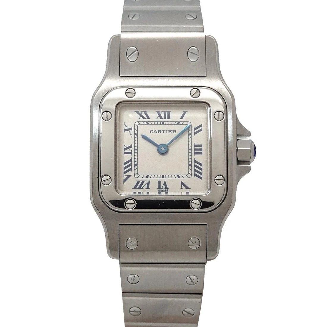 CARTIER SANTOS GALBEE SM QUARTZ CREAM DIAL WATCH: Cartier Santos Galbee SM Quartz Cream Dial Watch Brand: Cartier Type/Style: Wristwatch Material: Stainless steel Color: Dial Color Cream Size: CaseSize Length 35mm(included lag) CaseSize Width