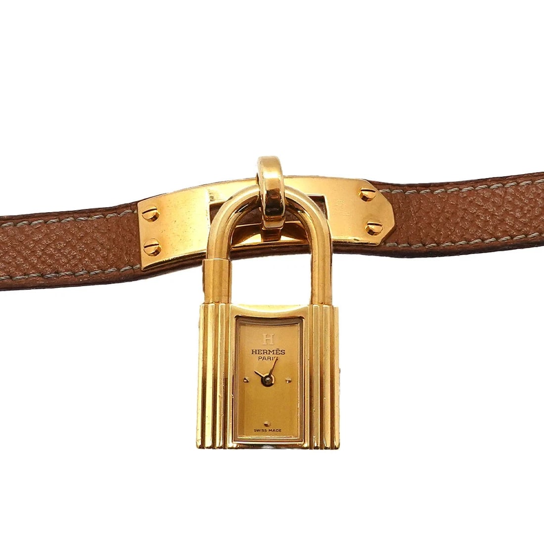 HERMES KELLY WATCHES QUARTZ GOLD DIAL CADENA WATCH: HERMES Kelly Watches Quartz Gold Dial Cadena Watch Brand: HERMES Type/Style: Wristwatch Material: Stainless steel,Leather Color: Dial Color Gold Size: CaseSize Length 38mm(included lag) CaseSize