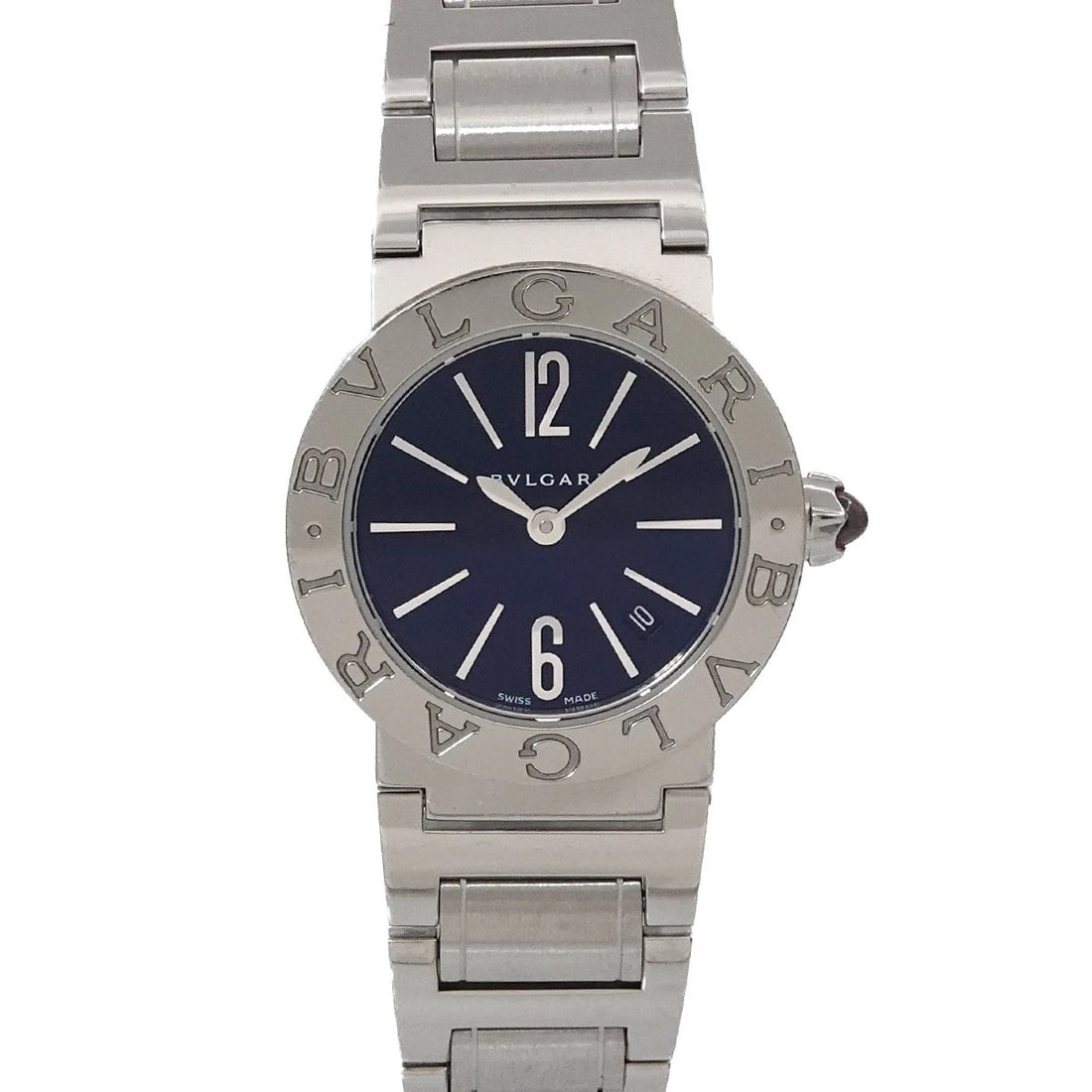 BVLGARI DATE QUARTZ BLACK DIAL WATCH: BVLGARI Date Quartz Black Dial Watch Brand: BVLGARI Type/Style: Wristwatch Material: Stainless steel Color: Dial Color Black Size: CaseSize Length 30mm(included lag) CaseSize Width 26mm(not included