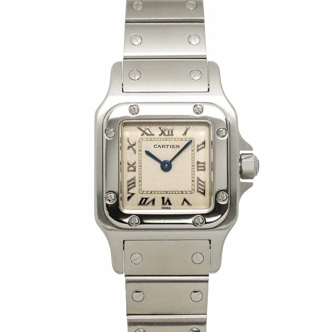 CARTIER SANTOS GALBEE SM QUARTZ CREAM DIAL WATCH: Cartier Santos Galbee SM Quartz Cream Dial Watch Brand: Cartier Type/Style: Wristwatch Material: Stainless steel Color: Dial Color Cream Size: CaseSize Length 35mm(included lag) CaseSize Width