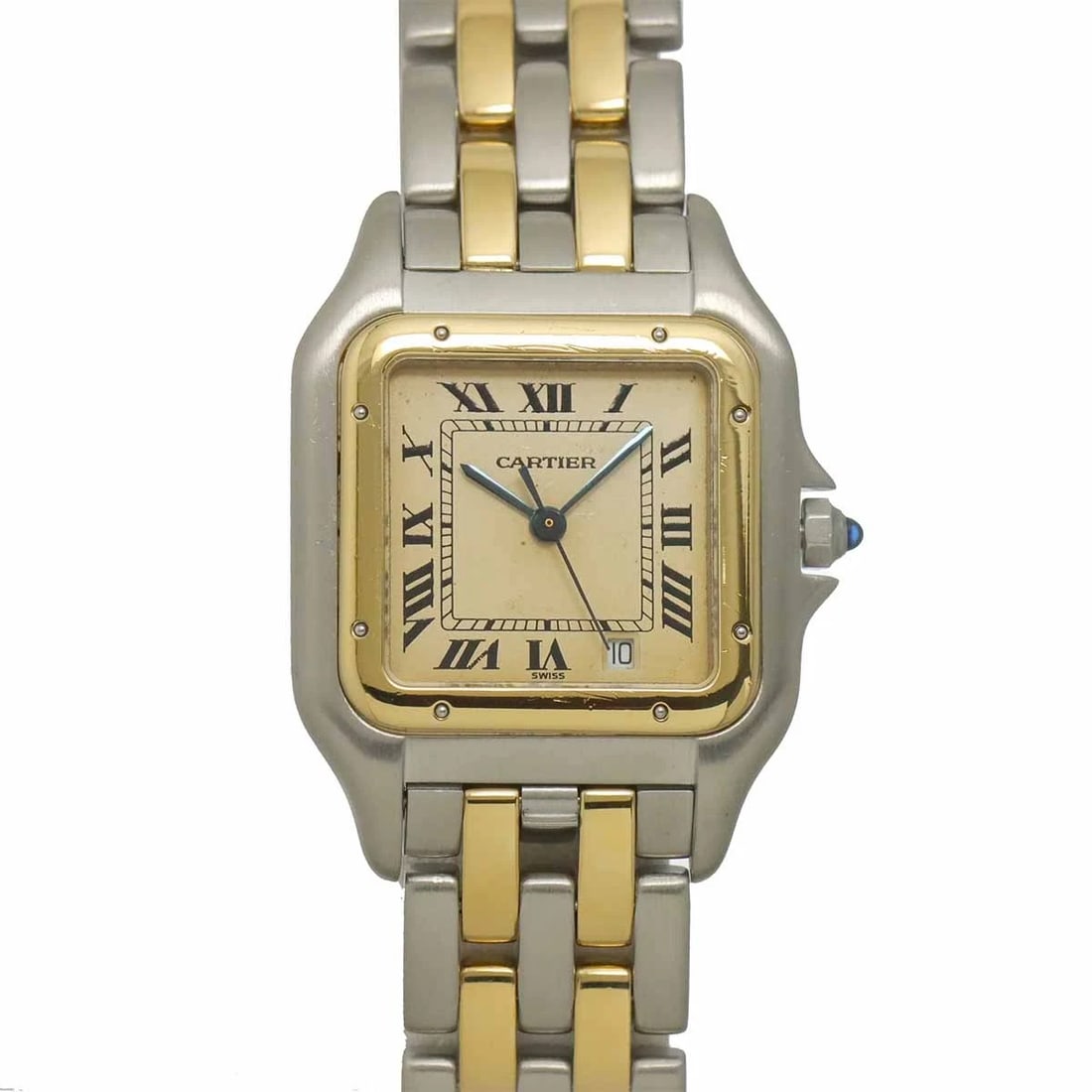 CARTIER PANTHERE MM YG QUARTZ DATE CREAM DIAL WATCH: Cartier Panthere MM YG Quartz Date Cream Dial Watch Brand: Cartier Type/Style: Wristwatch Material: Stainless steel,Yellow Gold Color: Dial Color Cream Size: CaseSize Length 36mm(included lag)