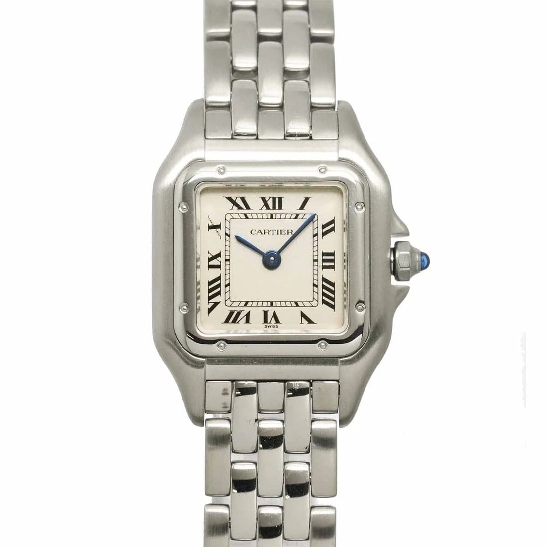 CARTIER PANTHERE QUARTZ CREAM DIAL WATCH: Cartier Panthere Quartz Cream Dial Watch Brand: Cartier Type/Style: Wristwatch Material: Stainless steel Color: Dial Color Cream Size: CaseSize Length 30mm(included lag) CaseSize Width 22mm(not