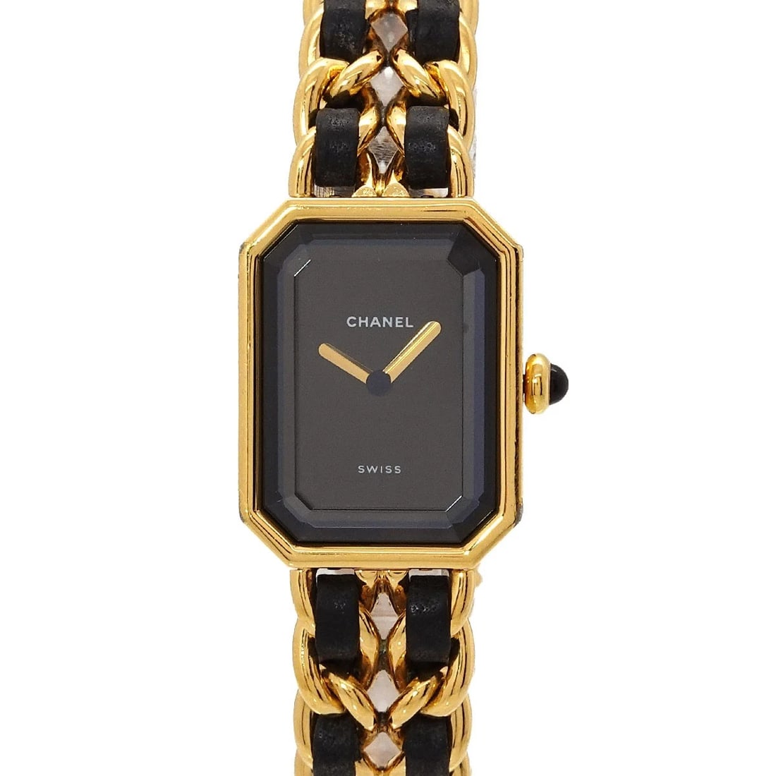 CHANEL PREMIERE SIZE QUARTZ BLACK DIAL WATCH: CHANEL Premiere Size Quartz Black Dial Watch Brand: CHANEL Type/Style: Wristwatch Material: Stainless steel/YGP,Leather Color: Dial Color Black Size: CaseSize Length 26mm CaseSize Width 20mm(not
