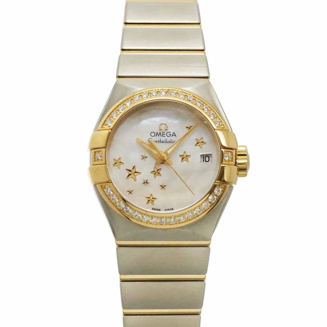 OMEGA CONSTELLATION CO-AXIAL DIAMOND 750YG WATCH: OMEGA Constellation Co-axial Diamond 750YG Watch Brand: OMEGA Type/Style: Wristwatch Material: Stainless steel,750 Yellow Gold,Diamond Color: Dial Color none Size: CaseSize Length 32mm(included lag)