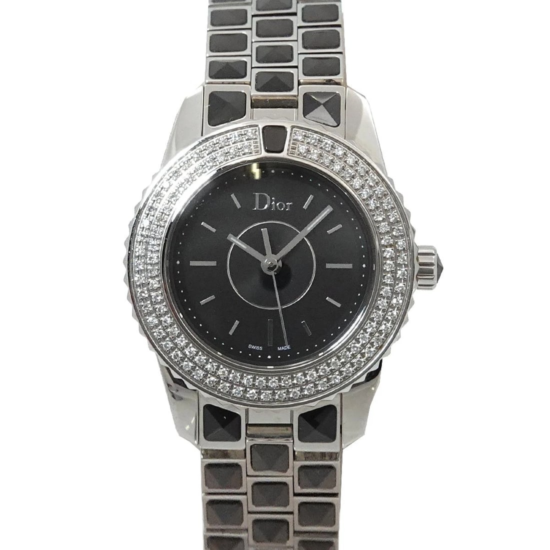 CHRISTIAN DIOR CHRISTAL BEZEL DIAMOND BLACK SAPPHIRE CRYSTAL WATCH: Christian Dior Christal Bezel Diamond Black Sapphire Crystal Watch Brand: Christian Dior Type/Style: Wristwatch Material: Stainless steel,Diamond,sapphire Crystal Color: Dial Color Black Size: