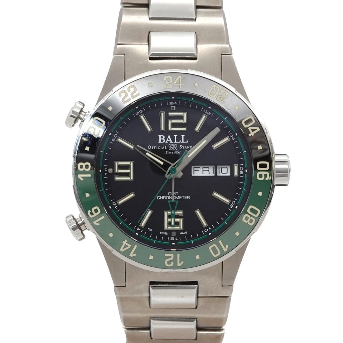 BALL ROADMASTER MARINE GMT DAY DATE AUTOMATIC WATCH: BALL Roadmaster Marine GMT Day Date Automatic Watch Brand: BALL Type/Style: Wristwatch Material: Titanium,Stainless steel Color: Dial Color none Size: CaseSize Length 48mm(included lag) CaseSize