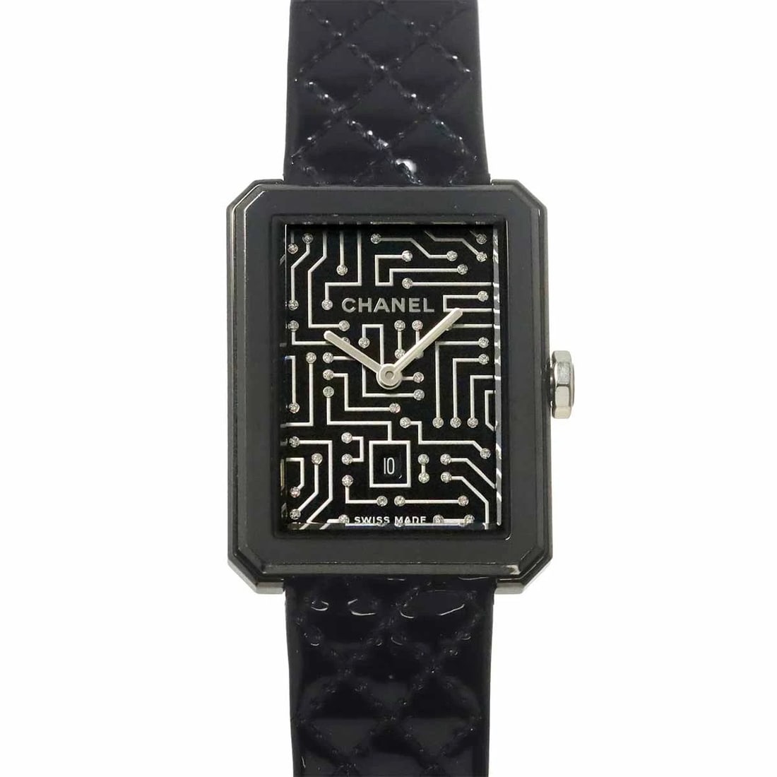 CHANEL DATA DIAMOND QUARTZ BLACK DIAL WATCH: CHANEL data Diamond Quartz Black Dial Watch Brand: CHANEL Type/Style: Wristwatch Material: Stainless steel,Leather Color: Dial Color Black Size: CaseSize Length 34mm(included lag) CaseSize Width