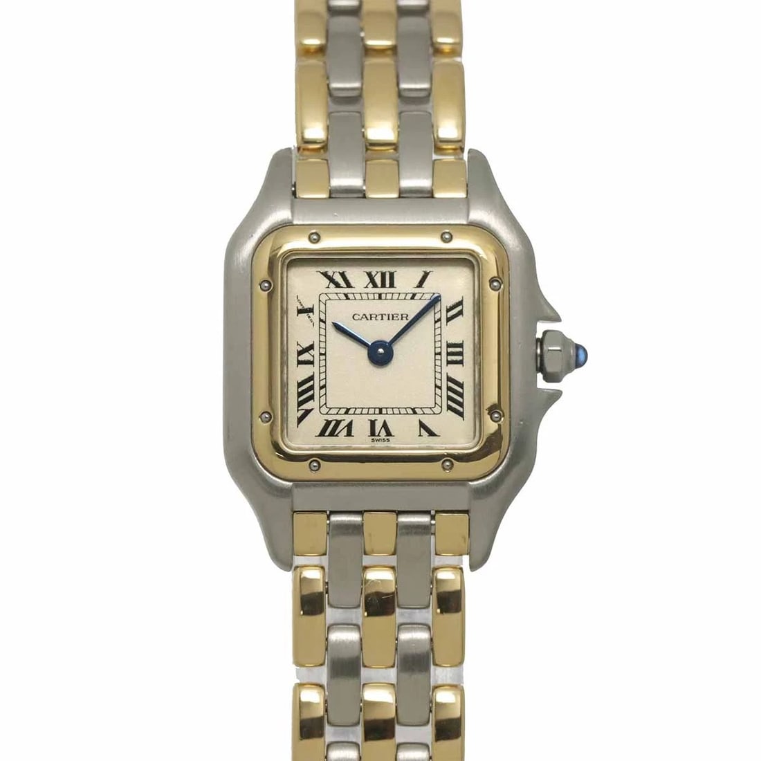 CARTIER PANTHERE THREE ROW SM CREAM DIAL K18YG WATCH: Cartier Panthere three Row SM Cream Dial K18YG Watch Brand: Cartier Type/Style: Wristwatch Material: Stainless steel,750 Yellow Gold Color: Dial Color Cream Size: CaseSize Length 30mm(included lag)