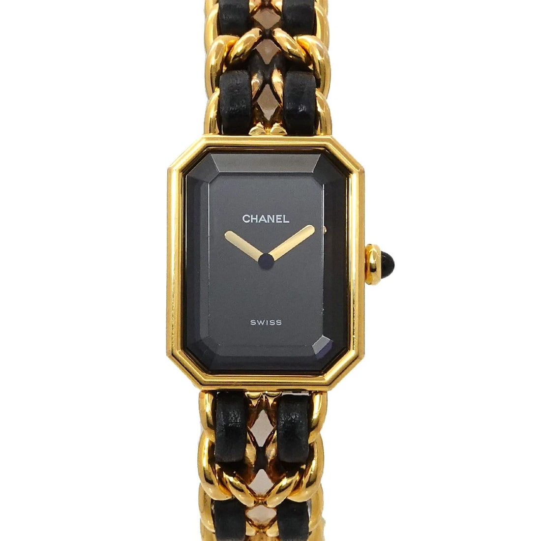 CHANEL PREMIERE SIZE M QUARTZ BLACK DIAL WATCH: CHANEL Premiere Size M Quartz Black Dial Watch Brand: CHANEL Type/Style: Wristwatch Material: Stainless steel/YGP,Leather Color: Dial Color Black Size: CaseSize Length 26mm(included lag) CaseSize