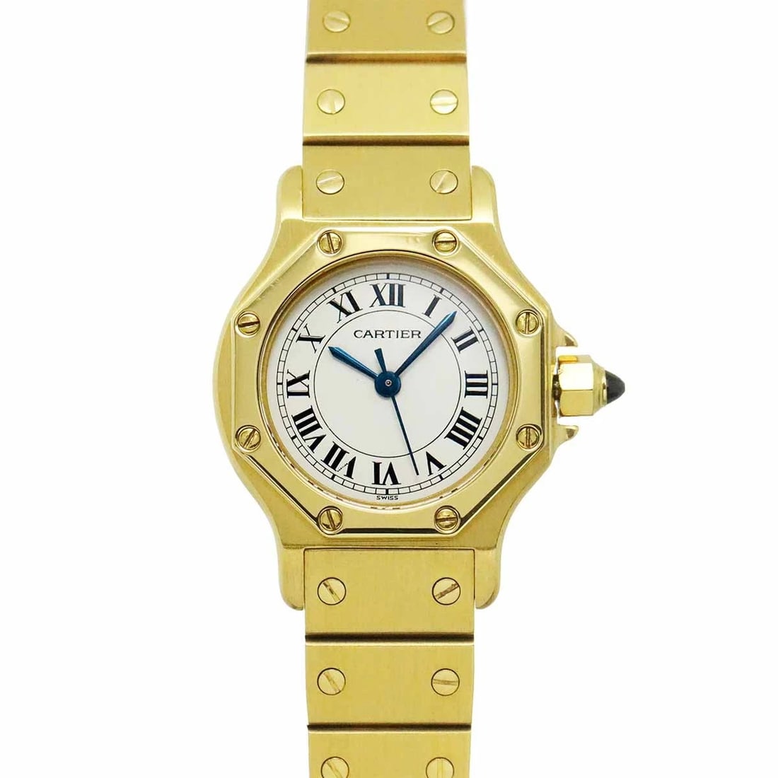 CARTIER SANTOS OCTAGON SM 750 YG AUTOMATIC WHITE DIAL WATCH: Cartier Santos Octagon SM 750 YG Automatic White Dial Watch Brand: Cartier Type/Style: Wristwatch Material: Stainless steel,750 Yellow Gold Color: Dial Color White Size: CaseSize Length 31mm(included