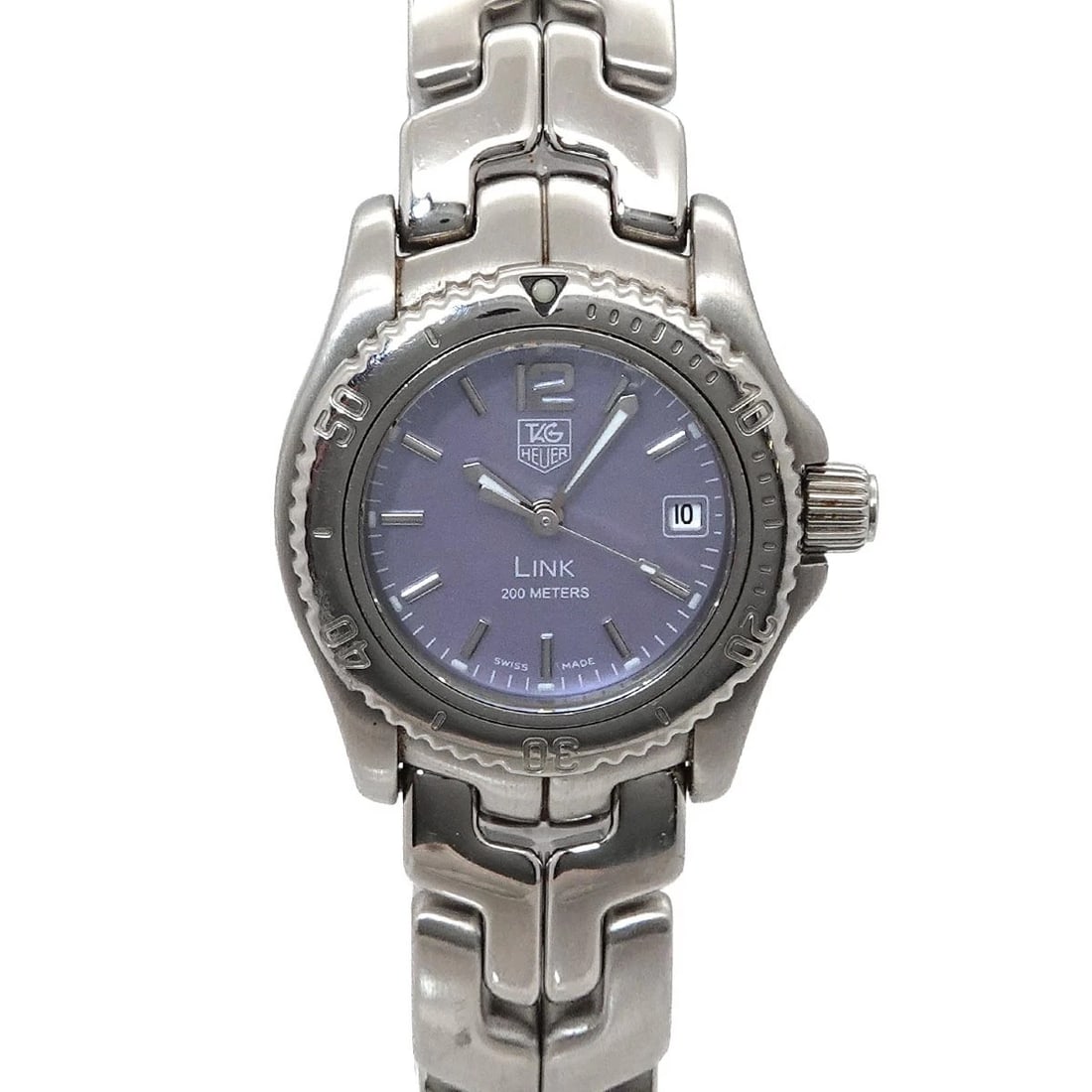 TAG HEUER LINK BLUE SHELL DIAL DATE WATCH: TAG Heuer Link Blue Shell Dial Date Watch Brand: TAG Heuer Type/Style: Wristwatch Material: Stainless steel Color: Dial Color Blue Shell Size: CaseSize Length 30mm(included lag) CaseSize Width