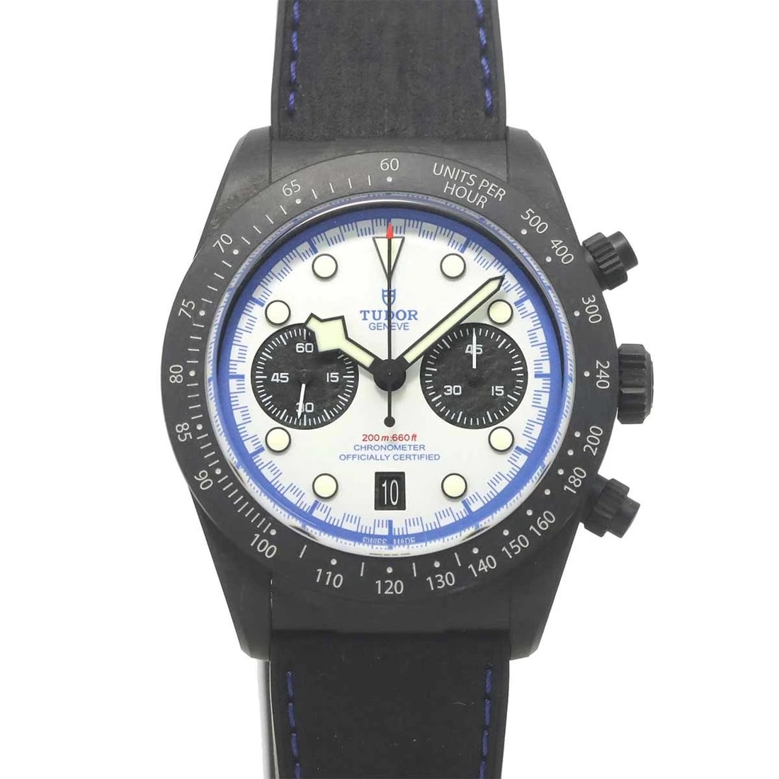 TUDOR BLACK BAY CHRONOGRAPH AUTOMATIC WHITE DIAL WATCH: TUDOR Black Bay Chronograph Automatic White Dial Watch Brand: TUDOR Type/Style: Wristwatch Material: carbon,Leather Color: Dial Color White Size: CaseSize Length 51mm(included lag) CaseSize Width