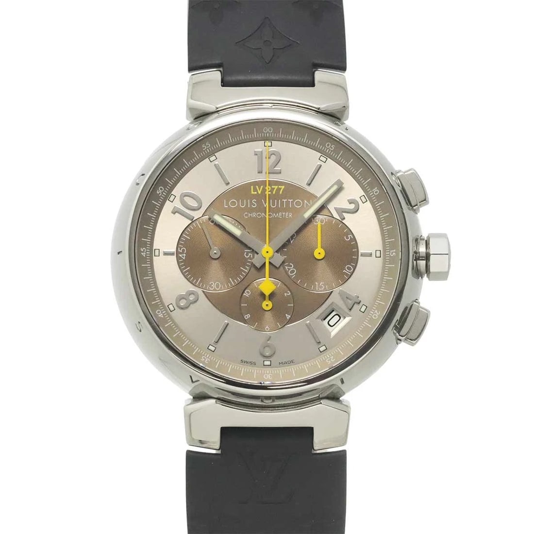 LOUIS VUITTON TAMBOUR CHRONOGRAPH EL PRIMERO AUTOMATIC DATE WATCH: LOUIS VUITTON Tambour Chronograph El Primero Automatic Date Watch Brand: LOUIS VUITTON Type/Style: Wristwatch Material: Stainless steel,Rubber Color: Dial Color none Size: CaseSize Length