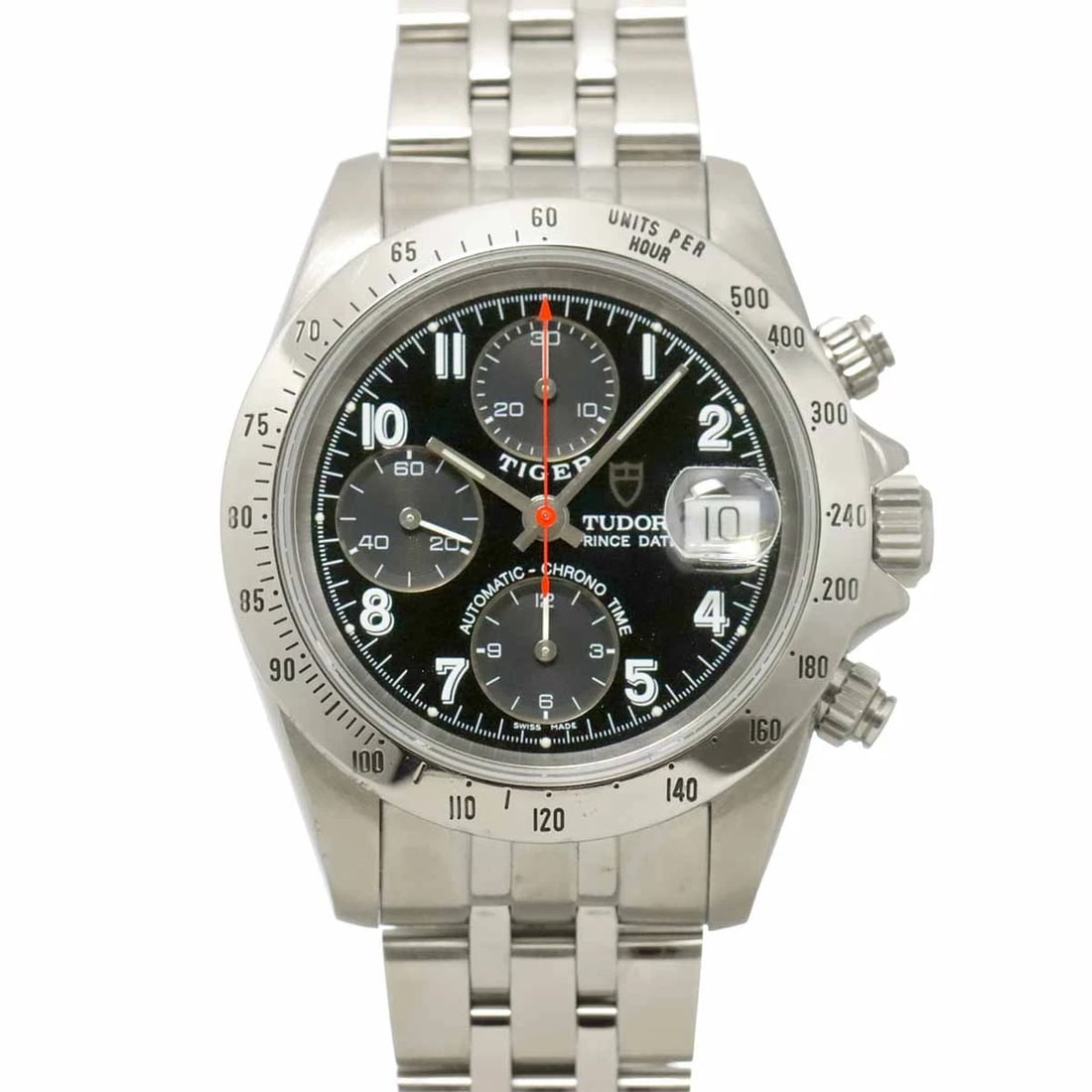 TUDOR CHRONO TIME PRINCE DATE DATE AUTOMATIC BLACK DIAL WATCH: Tudor Chrono Time Prince Date Date Automatic Black Dial Watch Brand: TUDOR Type/Style: Wristwatch Material: Stainless steel Color: Dial Color Black Size: CaseSize Length 48mm(included lag) CaseSize