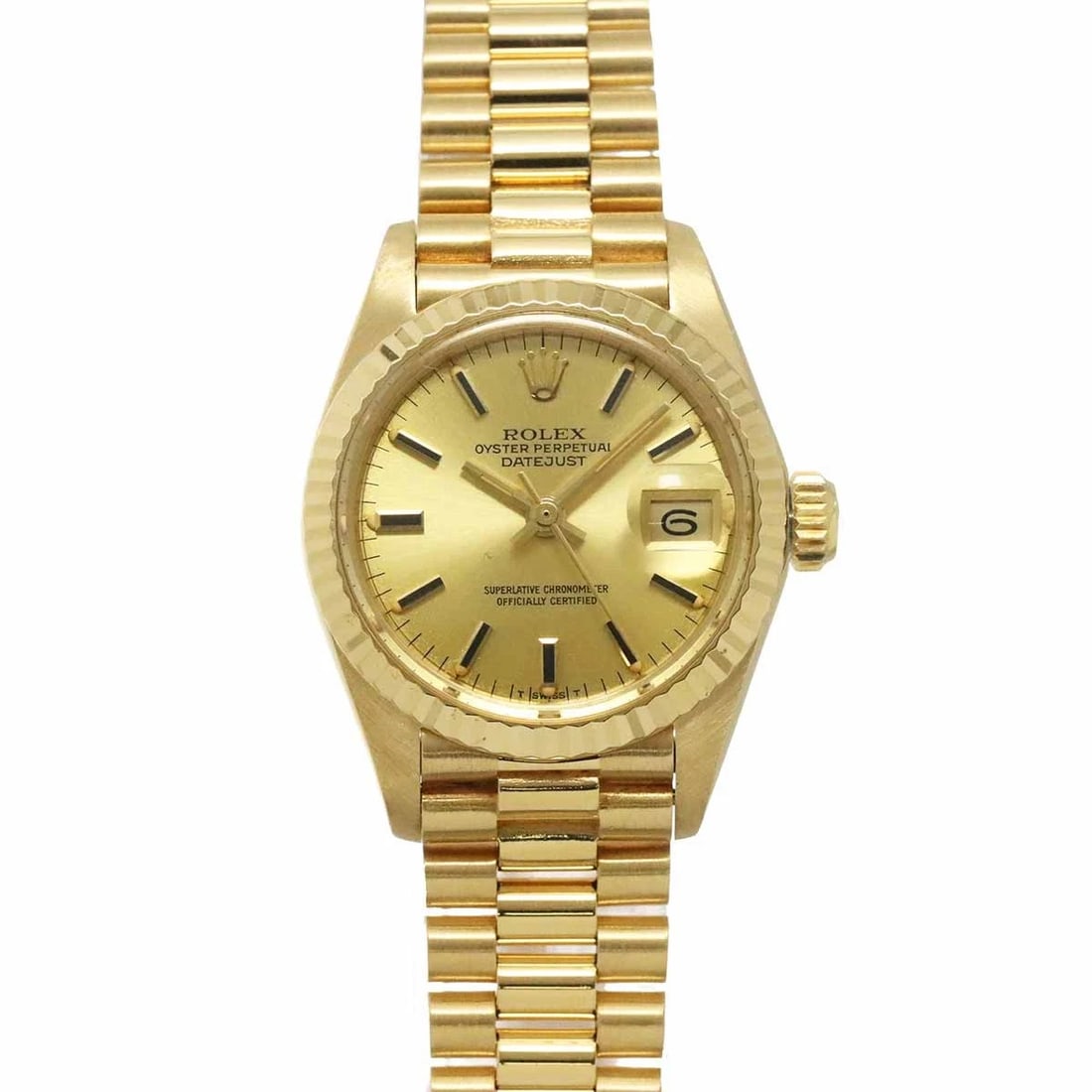 ROLEX DATEJUST YG GOLD DIAL WATCH: ROLEx Datejust YG Gold Dial Watch Brand: ROLEx Type/Style: Wristwatch Material: 750 Yellow Gold Color: Dial Color Gold Size: CaseSize Length 32mm(included lag) CaseSize Width 26mm(not included crown)